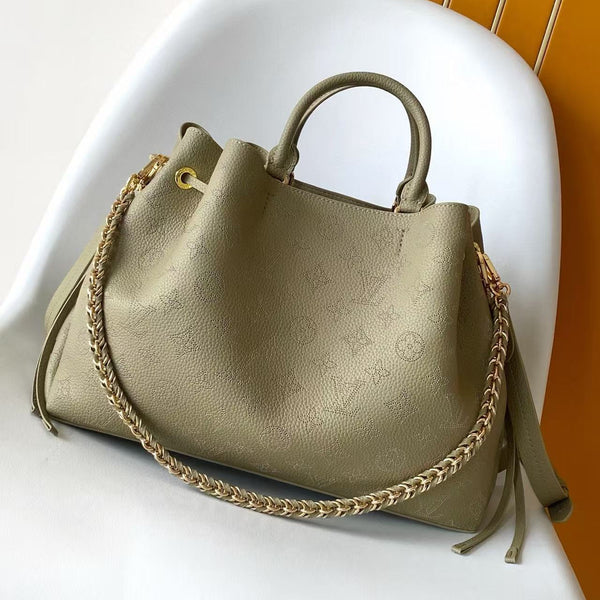 BELLA TOTE 32 IN ROSEMARY PERFORATED CALFSKIN GOLD HARDWARE