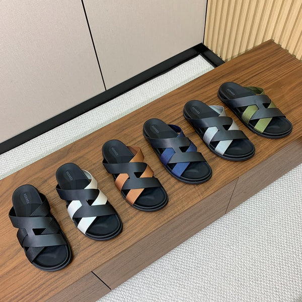 HM 25 Kazimir Sandal Black Calfskin Canvas