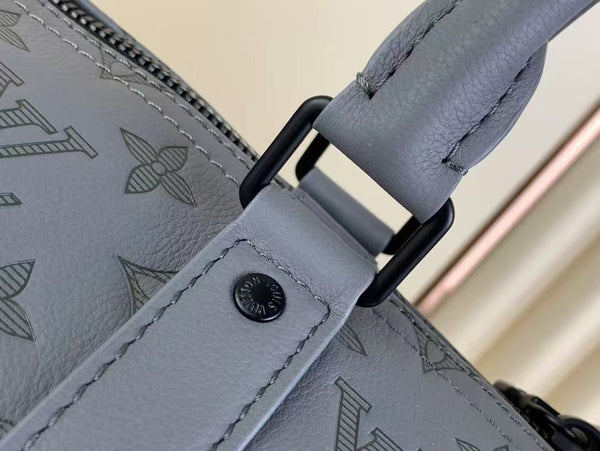 LV Keepall 50B Anthracite Grey Monogram Shadow Calfskin