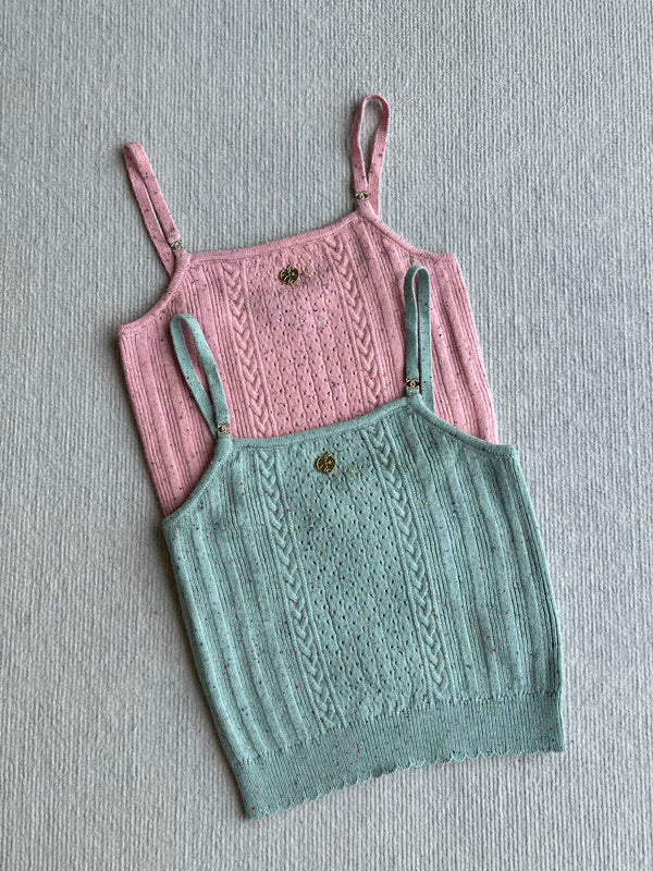 CC 25A Tank Top Mint Green Wool Gold Leaf