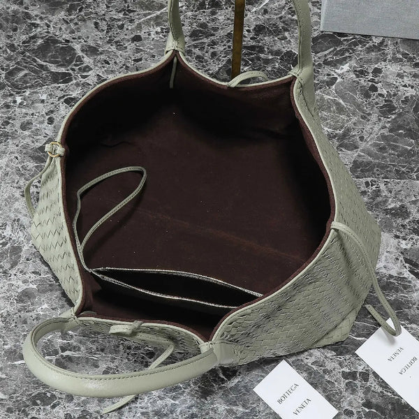BV Pinacoteca Bag 43cm Travertine Intrecciato Calfskin & Suede