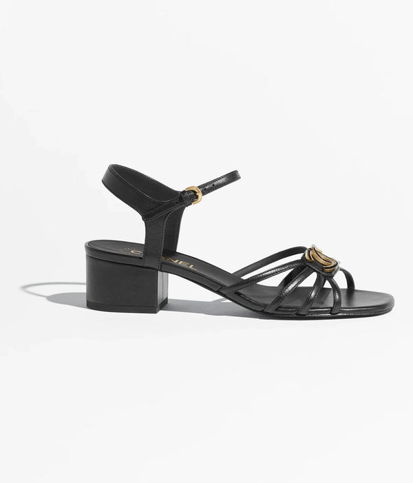 SANDALS 40 MM IN BLACK PATENT LAMBSKIN