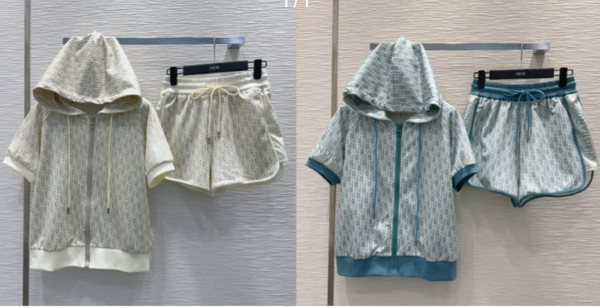 CD 25 Set Blue-Green and Beige Cotton