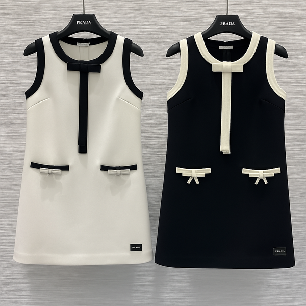 Prada 25 Sleeveless Dress Black and White Polyester