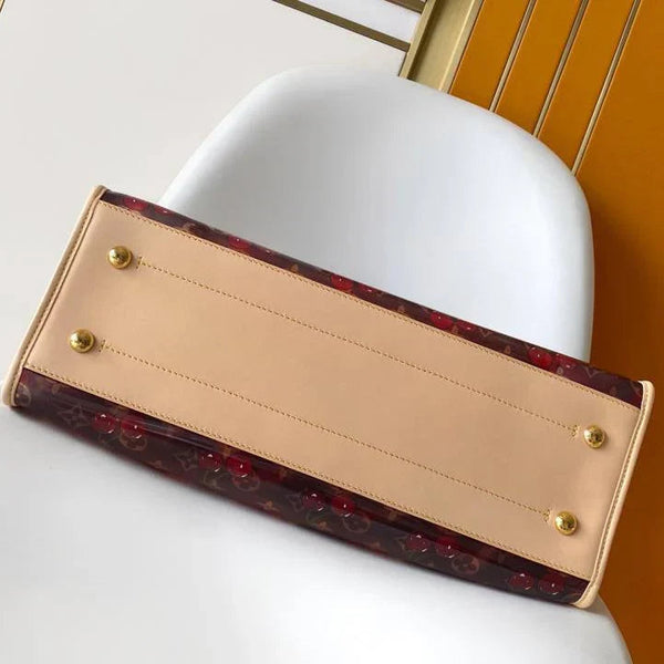 LV x TM OnTheGo GM Brown Beige Monogram Cherry Crystal & Cowhide