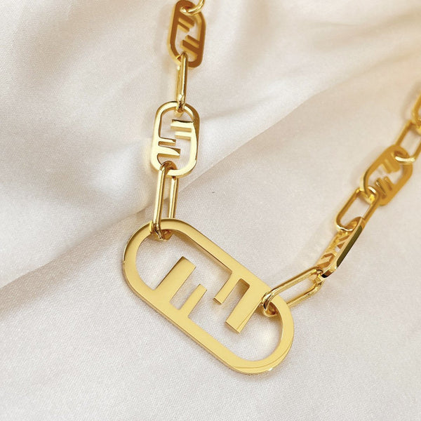 FF LOGO MOTIF GOLD NECKLACE