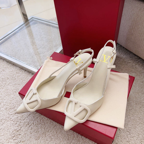Valentin Vlogo Signature Slingback in pelle di vitello avorio
