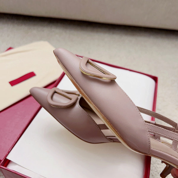 Valentin Vlogo Signature Slingback in pelle di vitello rosa cannella