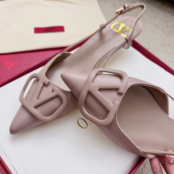 Valentin Vlogo Signature Slingback in pelle di vitello rosa cannella
