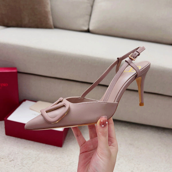 Valentin Vlogo Signature Slingback in pelle di vitello rosa cannella