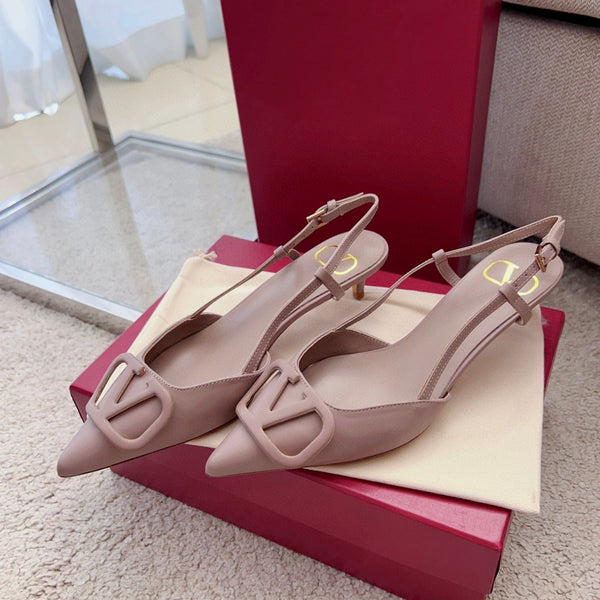 Valentin Vlogo Signature Slingback in pelle di vitello rosa cannella