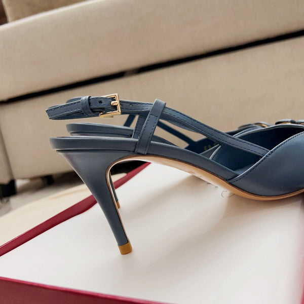 Valentin Vlogo Signature Slingback in pelle di vitello blu