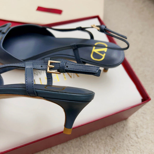 Valentin Vlogo Signature Slingback in pelle di vitello blu