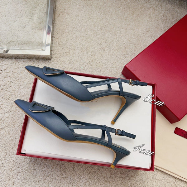 Valentin Vlogo Signature Slingback in pelle di vitello blu