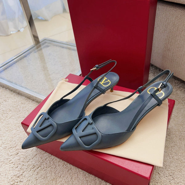 Valentin Vlogo Signature Slingback in pelle di vitello blu