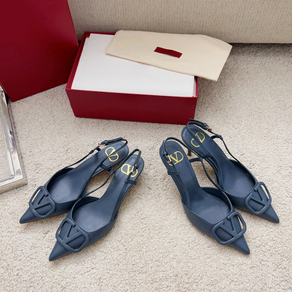 Valentin Vlogo Signature Slingback in pelle di vitello blu