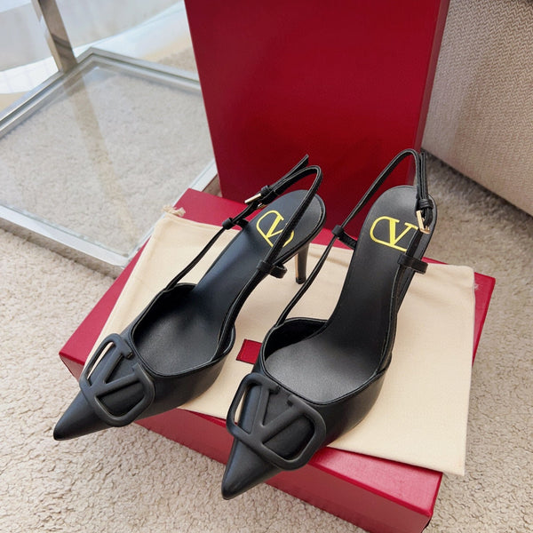 Valentin Vlogo Signature Slingback in pelle di vitello nera