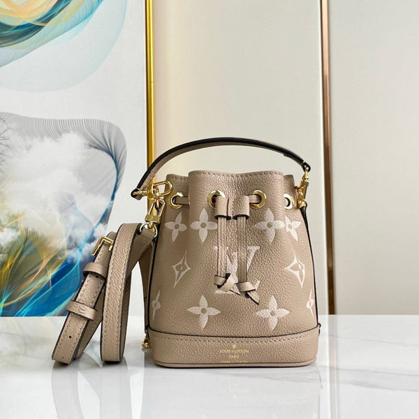 nano noe 13 grey bicolor grey monogram gold hardware