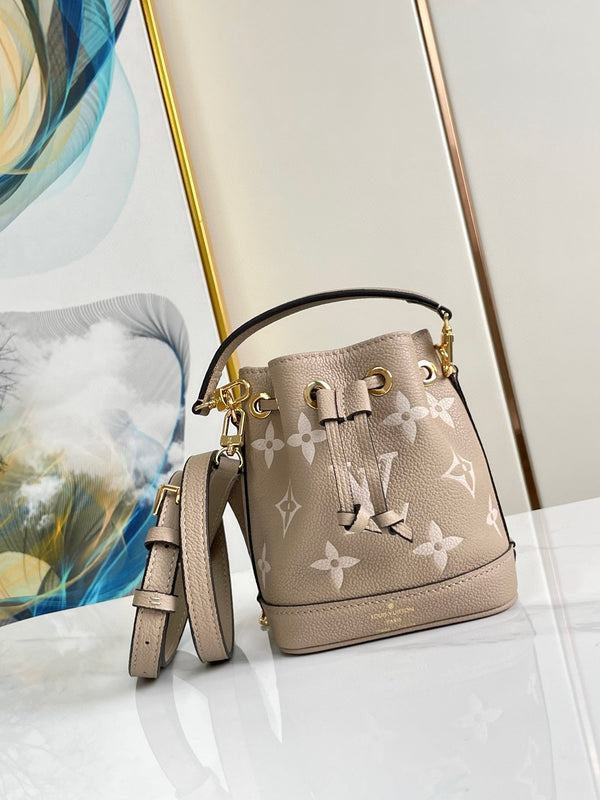 nano noe 13 grey bicolor grey monogram gold hardware