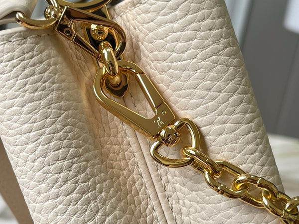 CAPUCINES MINI 21 CREAM CLOUD BLUE TAURILLON GOLD  HARDWARE