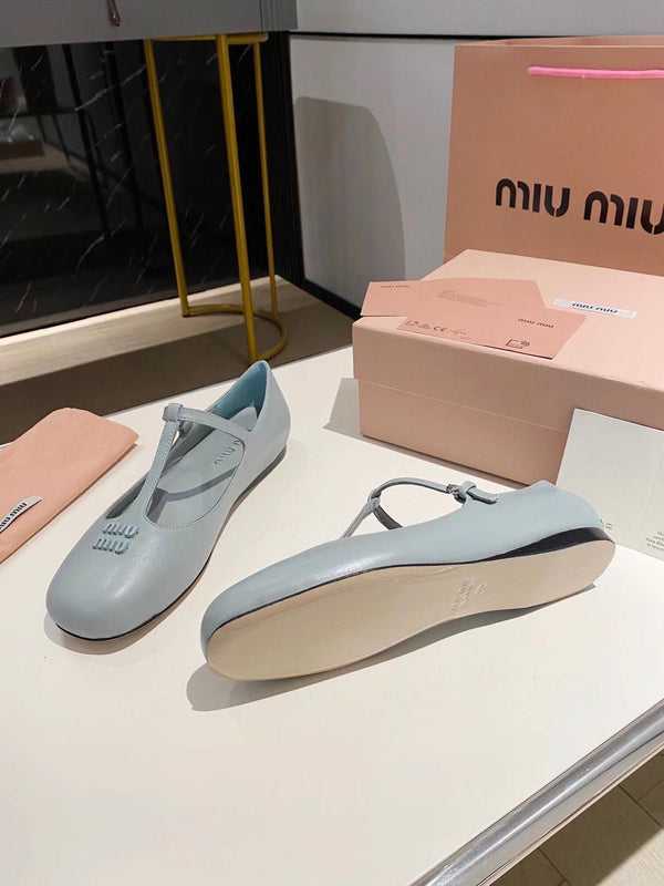 Miu ballerinas cloud blue calfskin