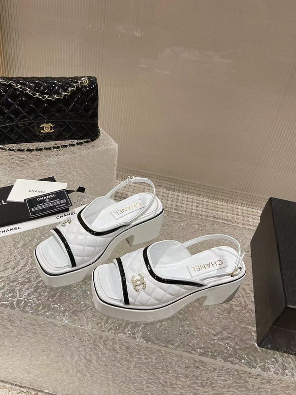 cc platform slingback sandal white calfskin