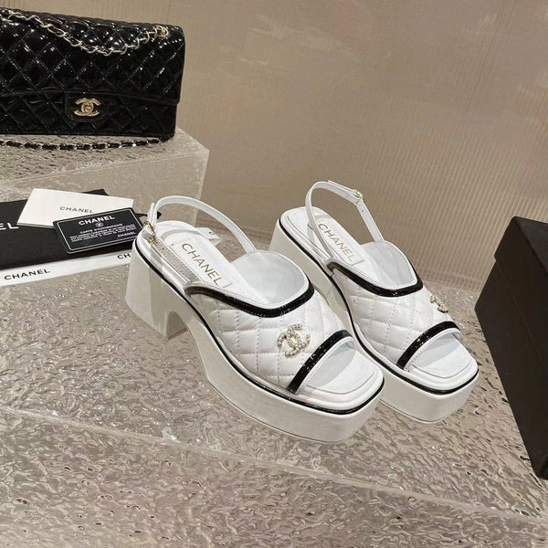 cc platform slingback sandal white calfskin