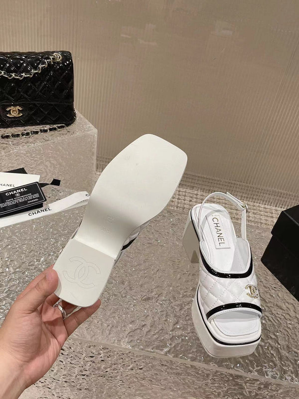 cc platform slingback sandal white calfskin