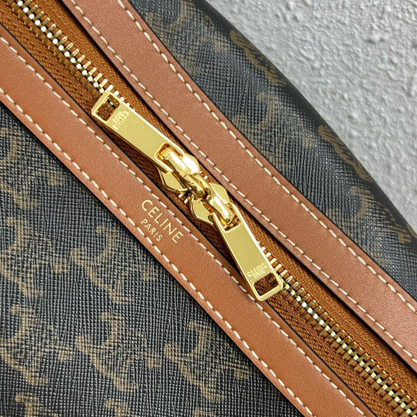 Large Travel Bag 50cm Triomphe Canvas Tan Calfskin