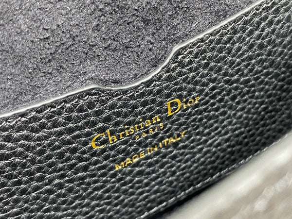 CD Medium Bobby Bag Black Calfskin Ghw