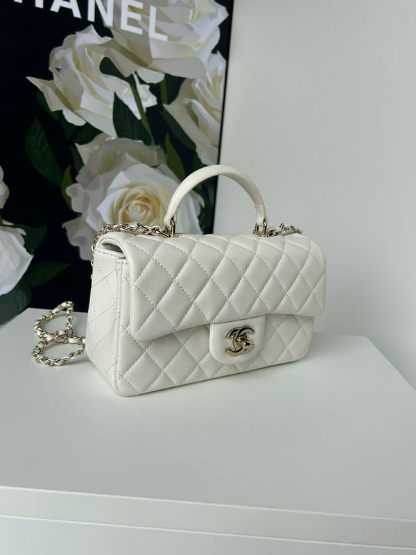 cc flap bag 20 white lambskin silver hardware