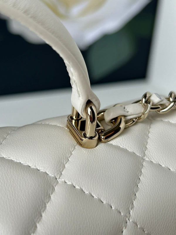 cc flap bag 20 white lambskin silver hardware