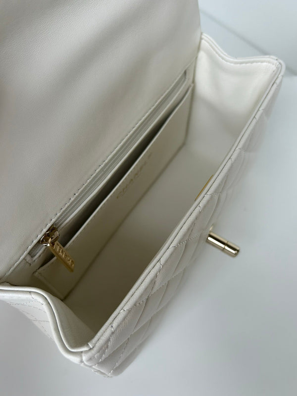 cc flap bag 20 white lambskin silver hardware