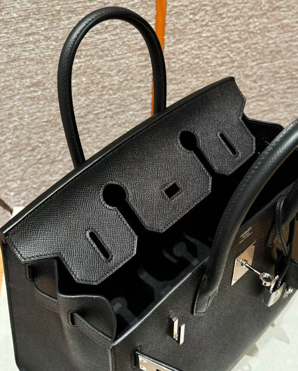 HM BIRKIN SELLIER PELLE EPSOM NERA FERRAMENTA ARGENTO