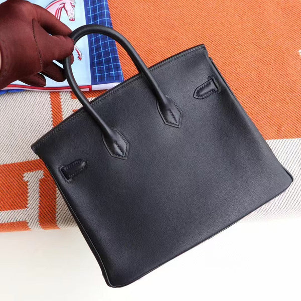 HM BIRKIN 30CM BLACK SWIFT LEATHER SILVER HARDWARE