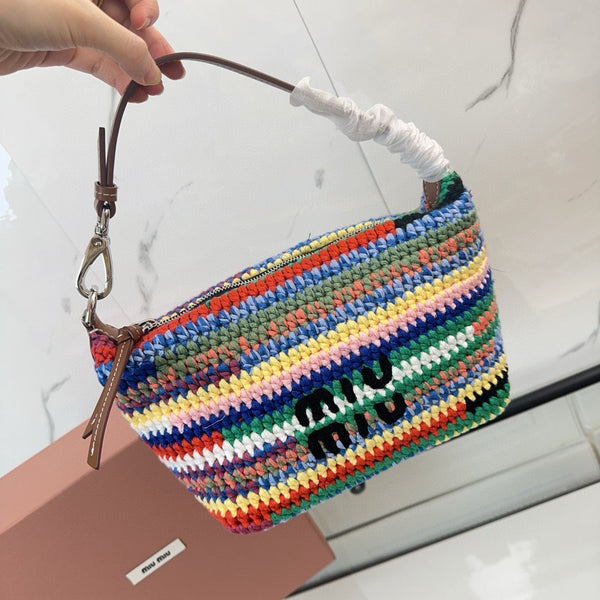 Miumiu Rainbow Woven Bag 21cm Super Heavy Cottton Handmade