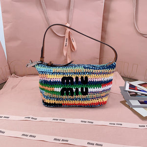 Miumiu Rainbow Woven Bag 19 25.5cm Super Heavy Cottton Handmade