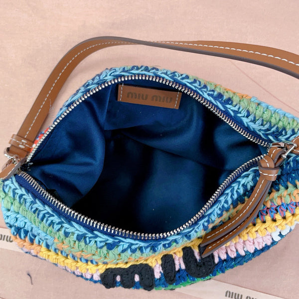 Miumiu Rainbow Woven Bag 19 25.5cm Super Heavy Cottton Handmade