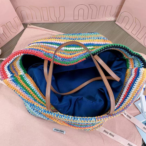Miumiu Rainbow Woven Bag 40cm Super Heavy Cottton Handmade