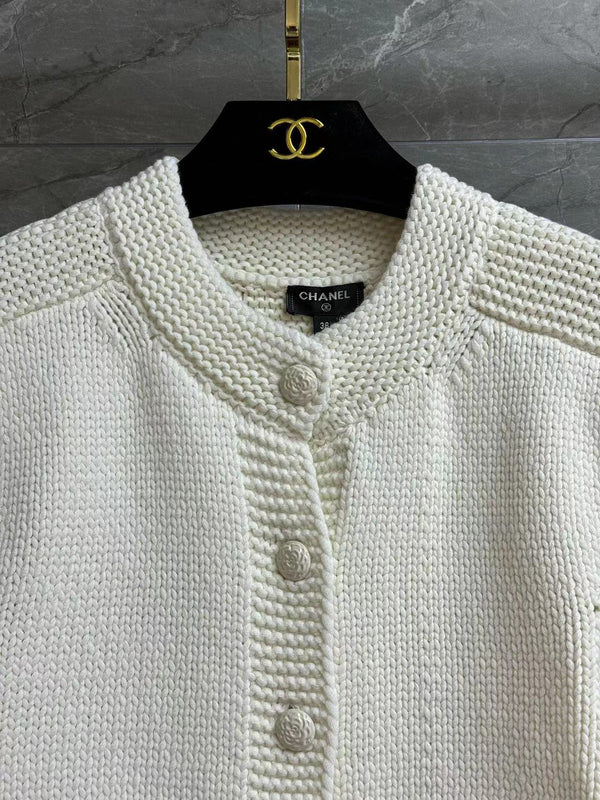CC 25 White Cardigan Jacket Cotton
