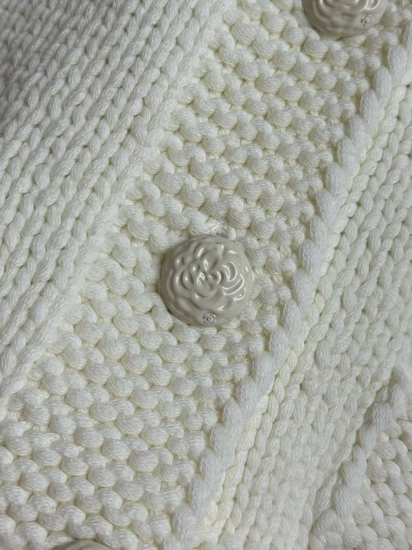 CC 25 White Cardigan Jacket Cotton