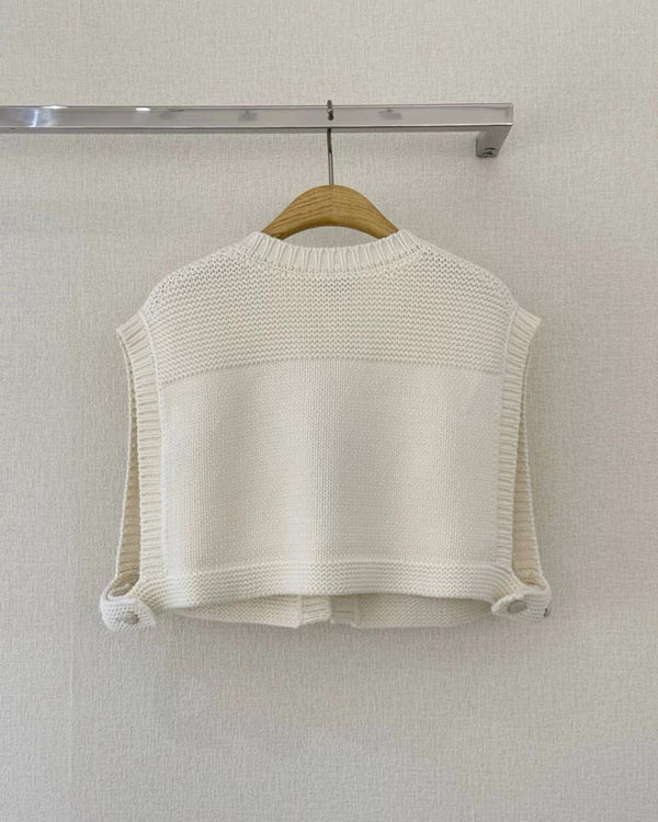 CC 25 White Cardigan Short-Sleeves Cotton