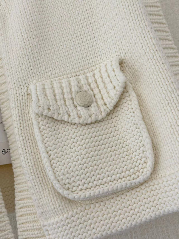 CC 25 White Cardigan Short-Sleeves Cotton