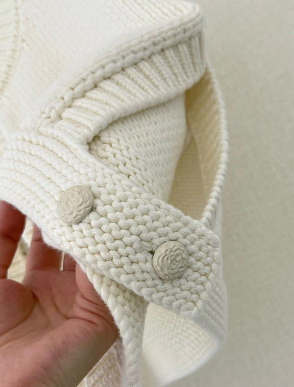 CC 25 White Cardigan Short-Sleeves Cotton