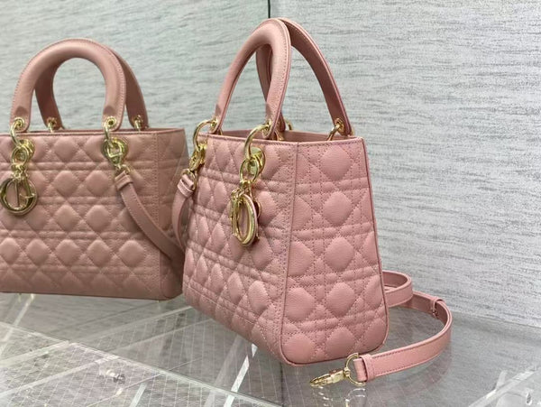 CD MEDIUM LADY 24 BLUSH CANNAGE LAMBSKIN