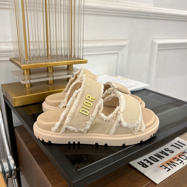 CD Dioract Slide In Beige Canvas