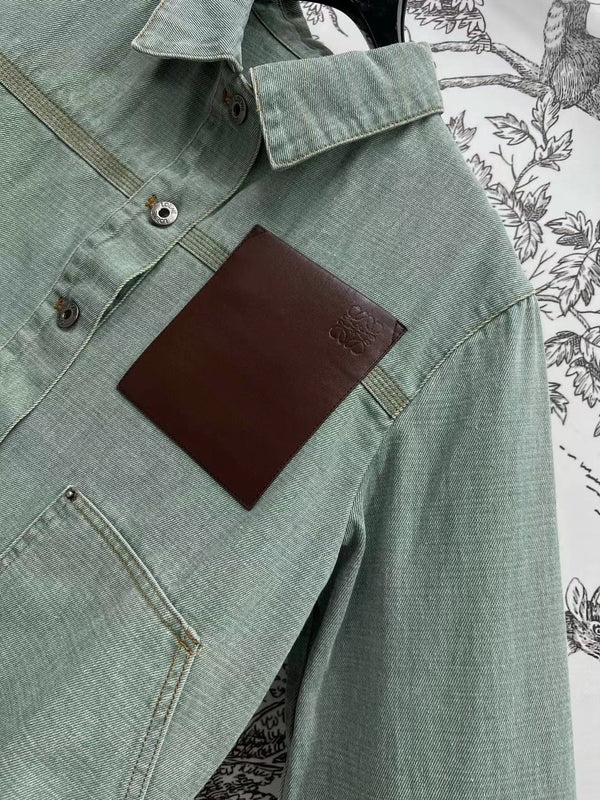 Loewe Jacket in Khaki Green Denim Cotton
