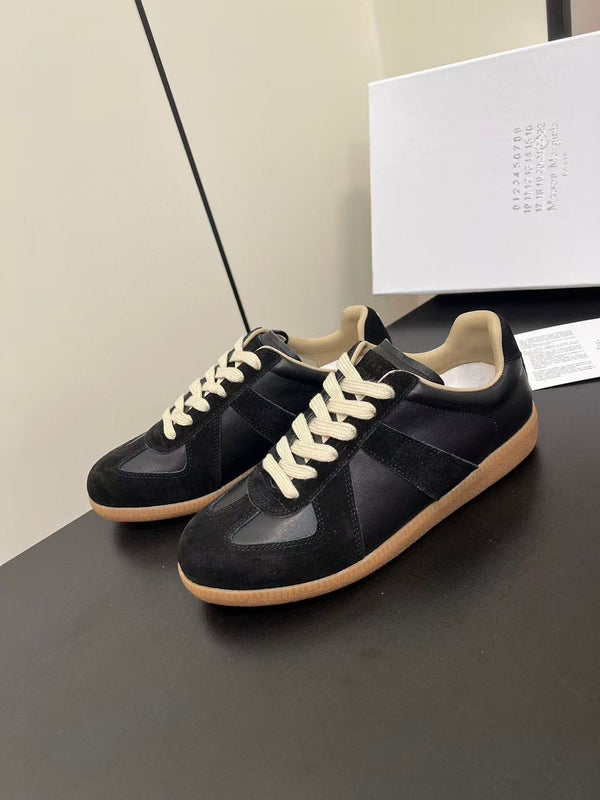 Maison Margiela Sneakers Black Calfskin Suede Patchwork