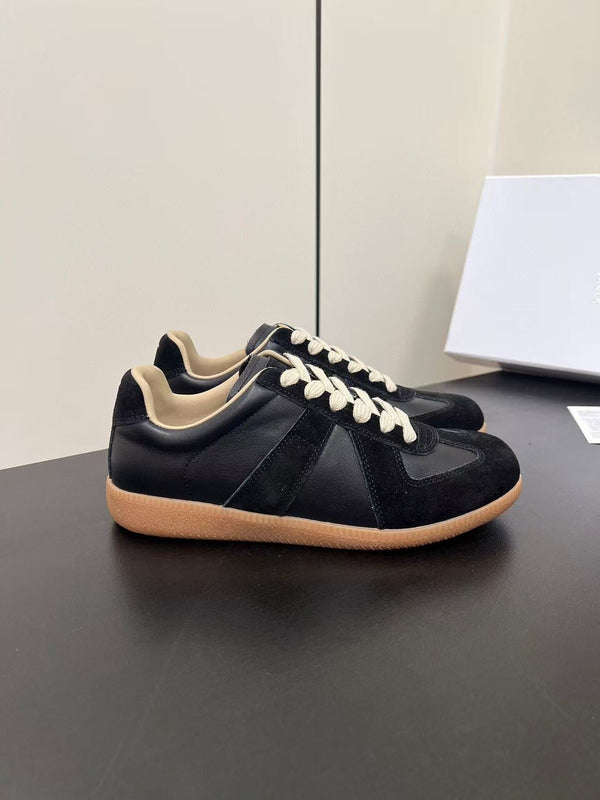 Maison Margiela Sneakers Black Calfskin Suede Patchwork