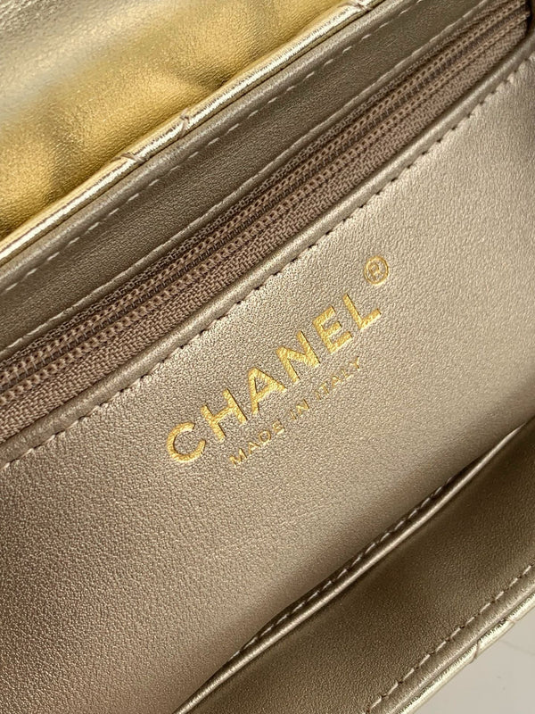 CC 25A nano 19cm kelly shopper bag metallic gold lambskin gold hardware